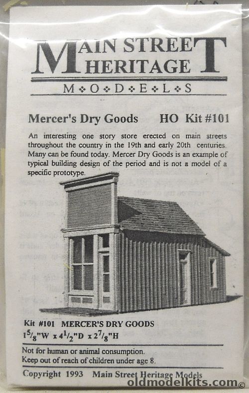 Main Street Heritage 1/87 Mercer's Dry Good Store Late 19th Or Early 20th Century - HO Scale - Bagged, 101 plastic model kit
